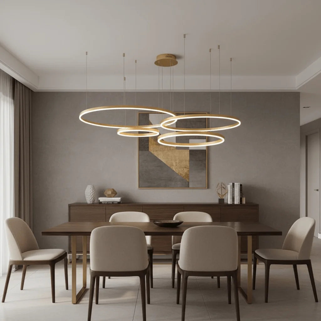 Dimitri Suspension Anneau Moderne Métal Noir/Doré/Café Salon - Nüma Lighting