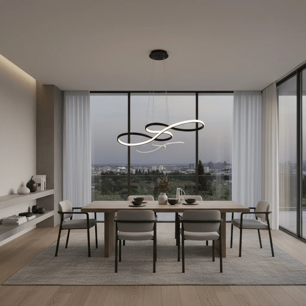 Mateo Suspension Linéaire Nordique Noir/Blanc/Or. Chambre - Nüma Lighting