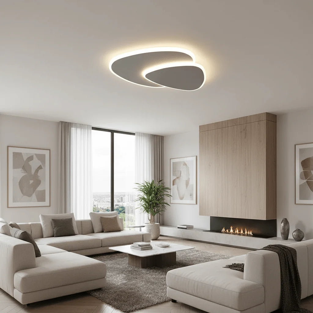 Matteo Plafonnier Triangle Moderne Blanc Salon - Nüma Lighting