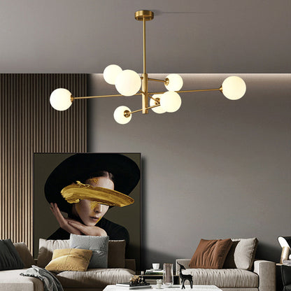 Truva Lustre Bulle Moderne. Cuivre/Verre. Noir/Cuivre. Salon