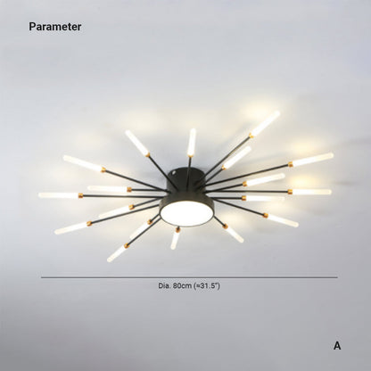 Wesley Plafonnier Feu d'Artifice Linéaire Moderne Noir/Doré