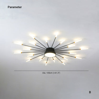 Wesley Plafonnier Feu d'Artifice Linéaire Moderne Noir/Doré