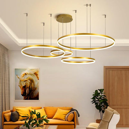 Remi Suspension Anneau Moderne Métal Noir/Doré/Café Salon