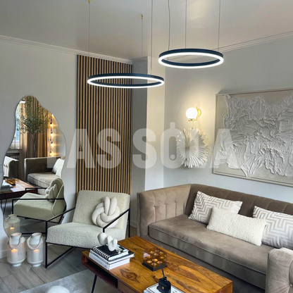 Remi Suspension Anneau Moderne Métal Noir/Doré/Café Salon