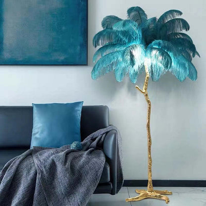 Lampadaire Fleur Luxe Plume/Métal Coloré Salon