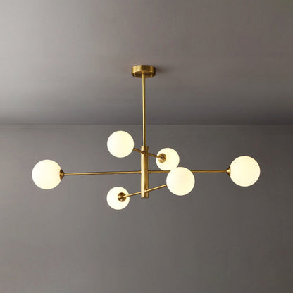Truva Lustre Bulle Moderne. Cuivre/Verre. Noir/Cuivre. Salon