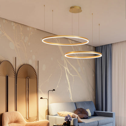 Remi Suspension Anneau Moderne Métal Noir/Doré/Café Salon