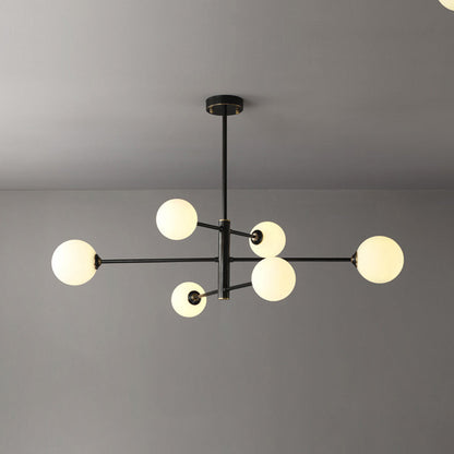 Truva Lustre Bulle Moderne. Cuivre/Verre. Noir/Cuivre. Salon