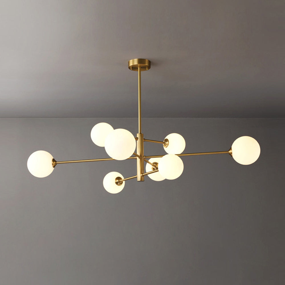 Truva Lustre Bulle Moderne. Cuivre/Verre. Noir/Cuivre. Salon