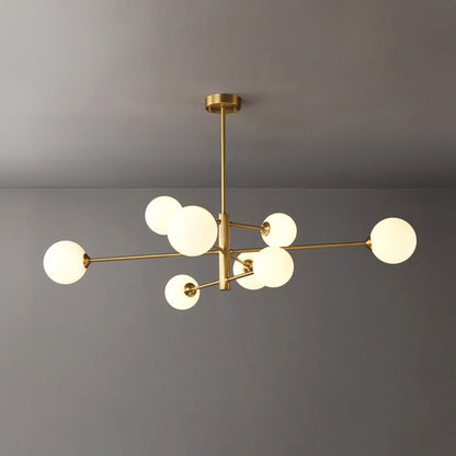 Truva Lustre Bulle Moderne. Cuivre/Verre. Noir/Cuivre. Salon