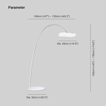 Aria Design Lampadaire Arc Simple Métal Blanc/Noir Salon