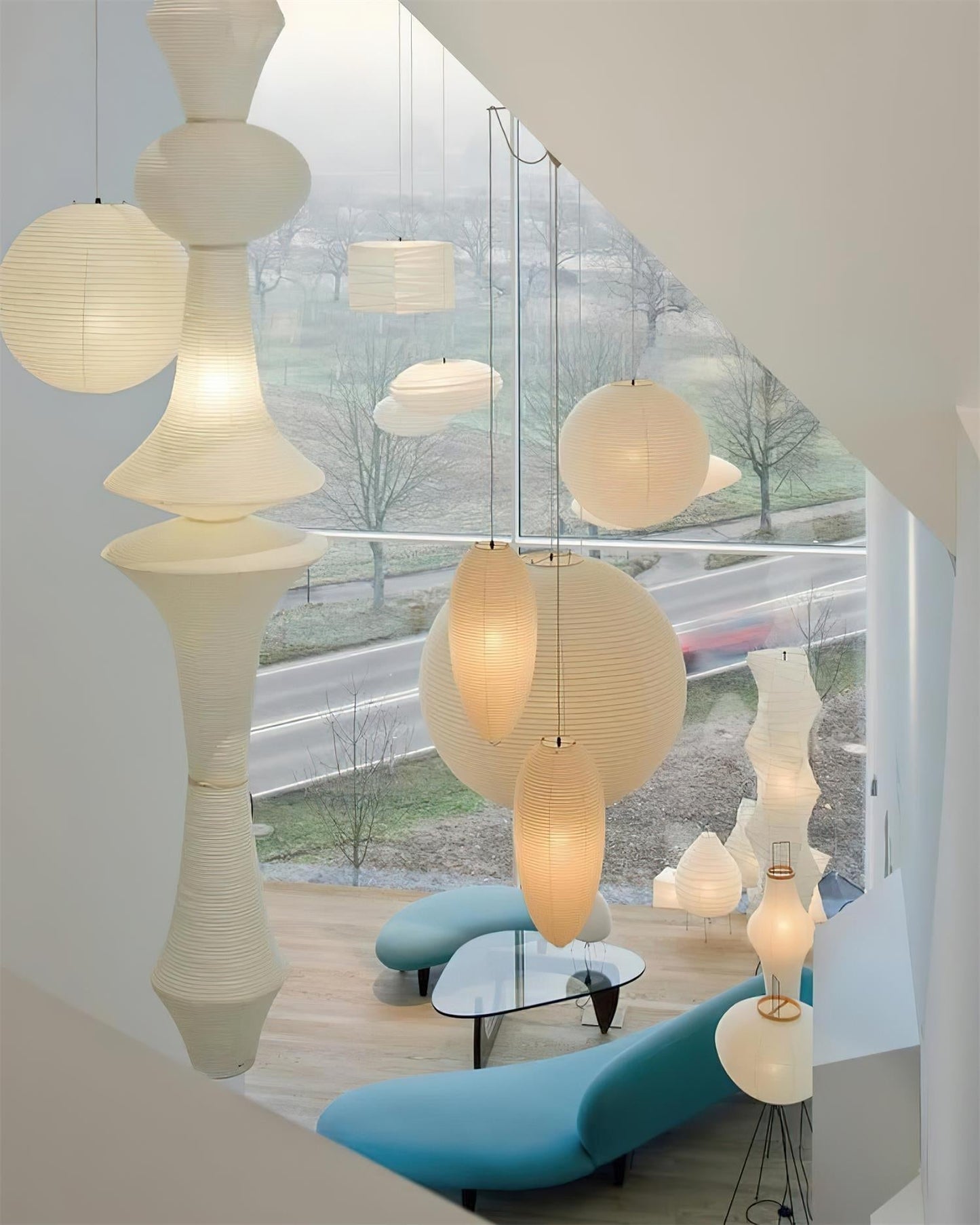 Zyora Lampe Suspendue Sculpturale en Papier