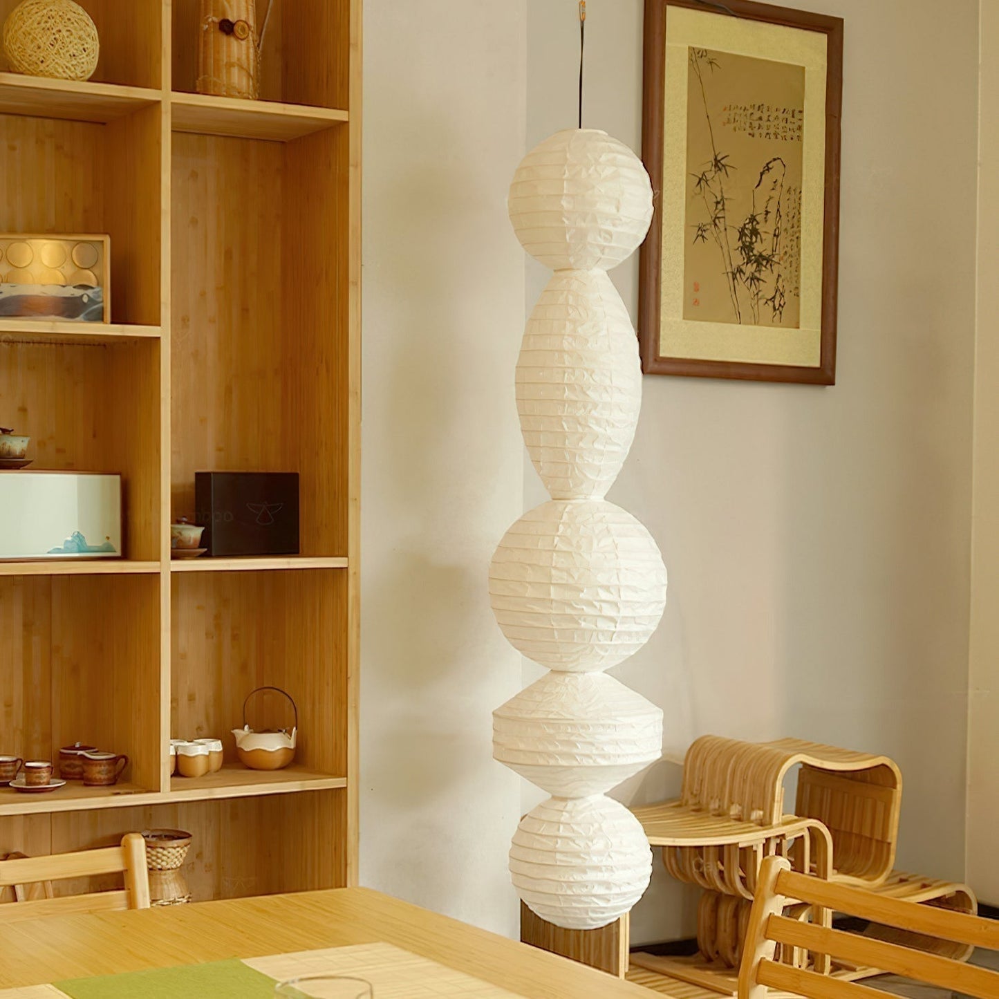 Nami Suspension lanterne en papier style wabi-sabi