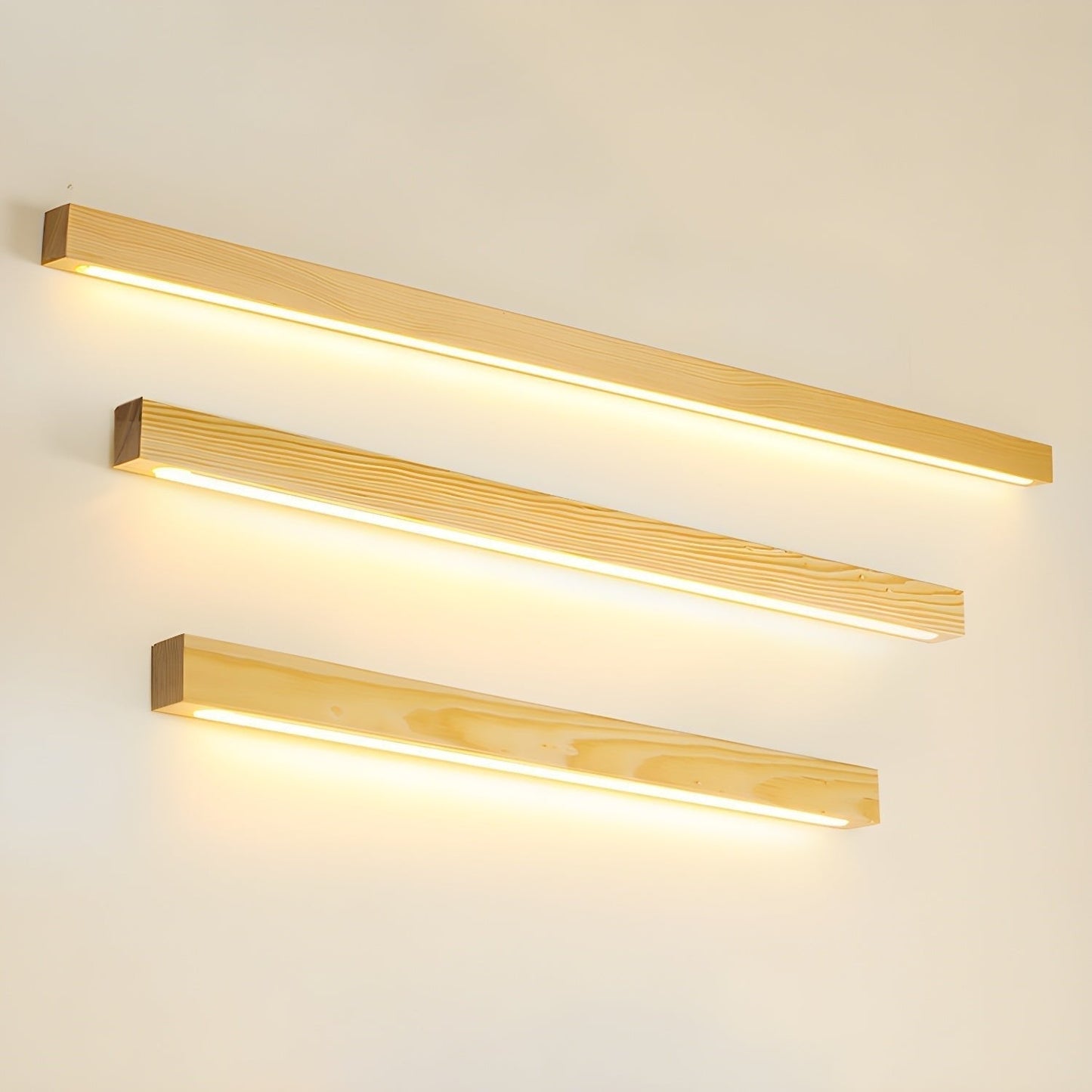 Lustra Applique Murale Linéaire Bois et LED Design Minimaliste