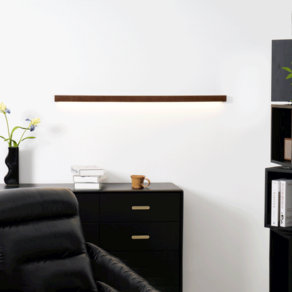 Lustra Applique Murale Linéaire Bois et LED Design Minimaliste