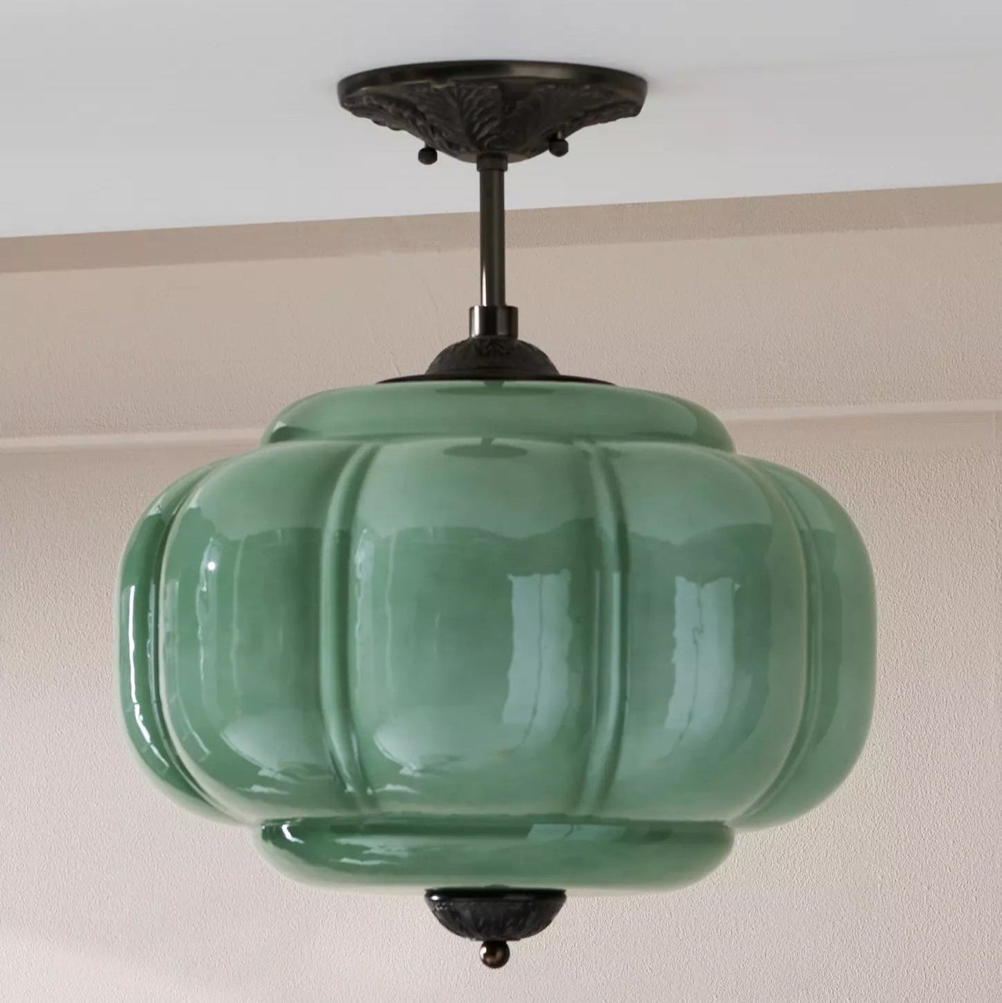 Eldio Lampe Plafond Semi-Encastrée en Verre Vert
