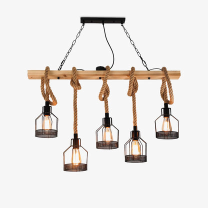 Quoro Lustre Industriel en Corde de Chanvre Style Grenade