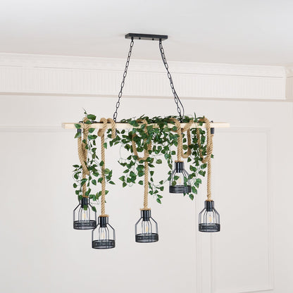 Quoro Lustre Industriel en Corde de Chanvre Style Grenade