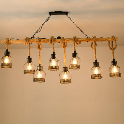 Quoro Lustre Industriel en Corde de Chanvre Style Grenade