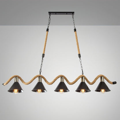 Lustra Suspension Industrielle Vague en Corde de Chanvre