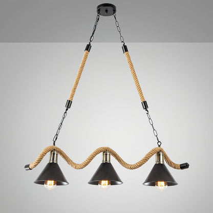 Lustra Suspension Industrielle Vague en Corde de Chanvre