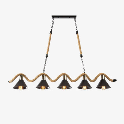 Lustra Suspension Industrielle Vague en Corde de Chanvre