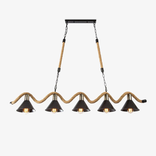 Lustra Suspension Industrielle Vague en Corde de Chanvre