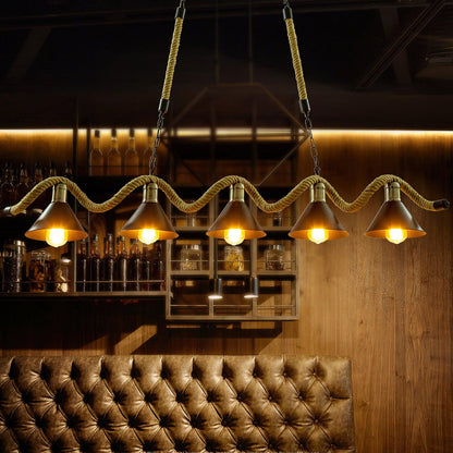 Lustra Suspension Industrielle Vague en Corde de Chanvre