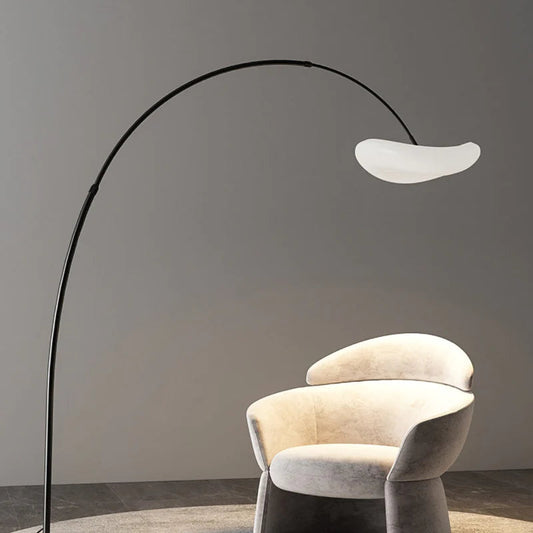 Aria Design Lampadaire Arc Simple Métal Blanc/Noir Salon