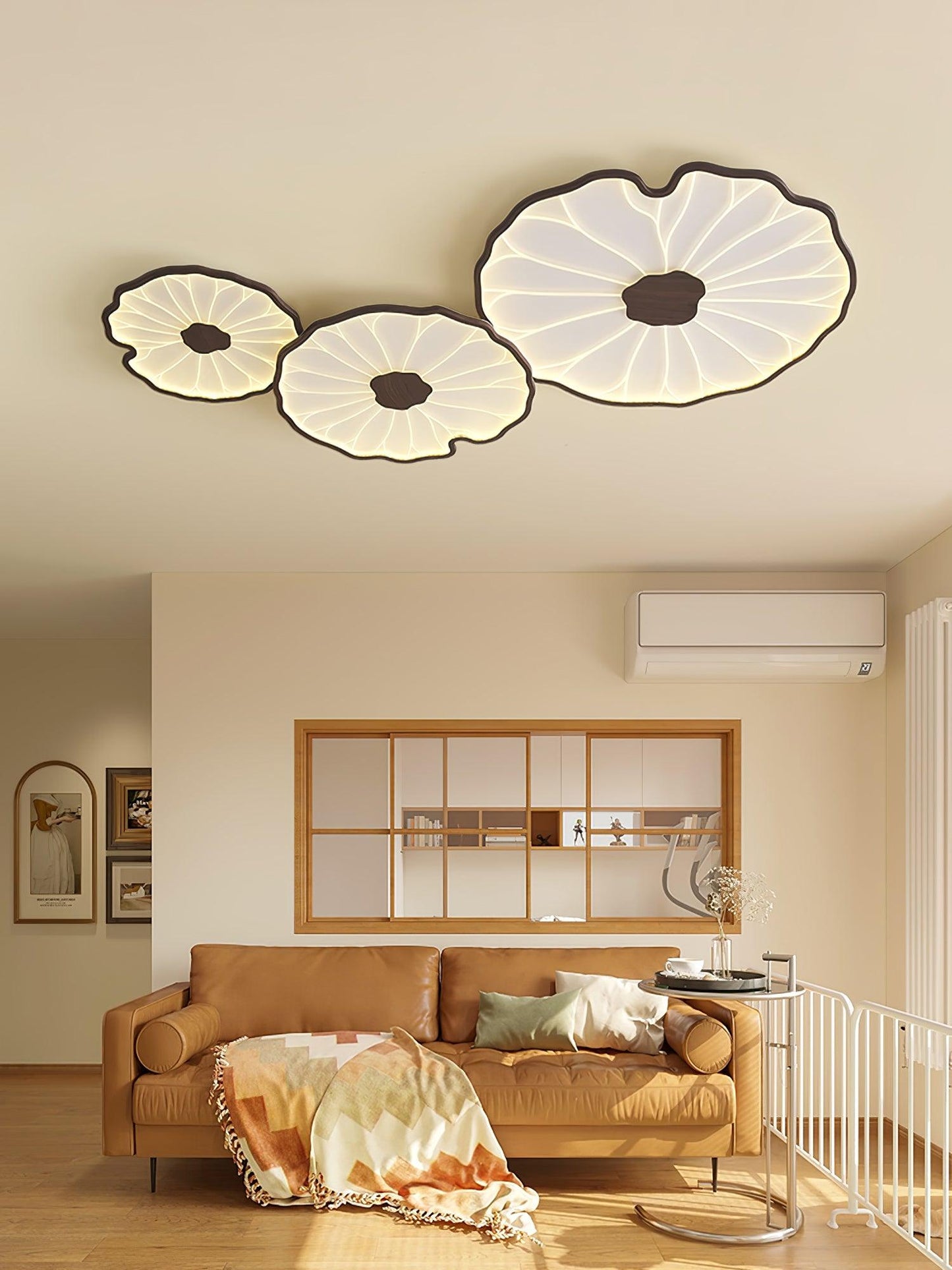Solara Plafonnier Feuille de Lotus avec Finition Bois