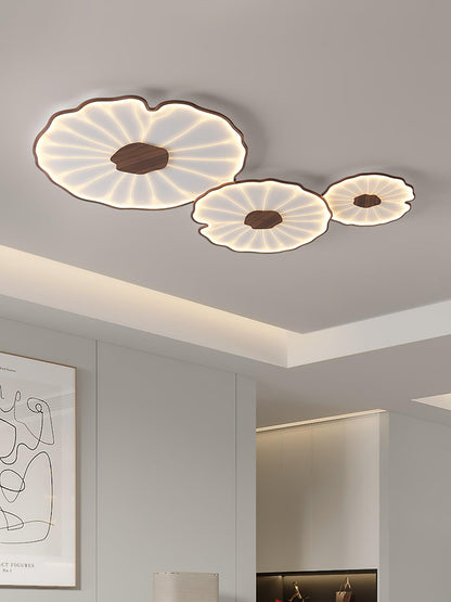 Solara Plafonnier Feuille de Lotus avec Finition Bois