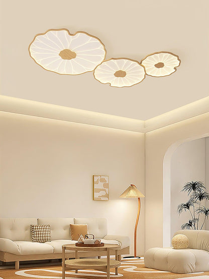 Solara Plafonnier Feuille de Lotus avec Finition Bois