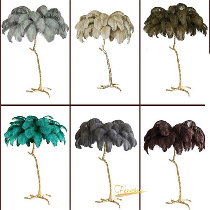 Lampadaire Fleur Luxe Plume/Métal Coloré Salon