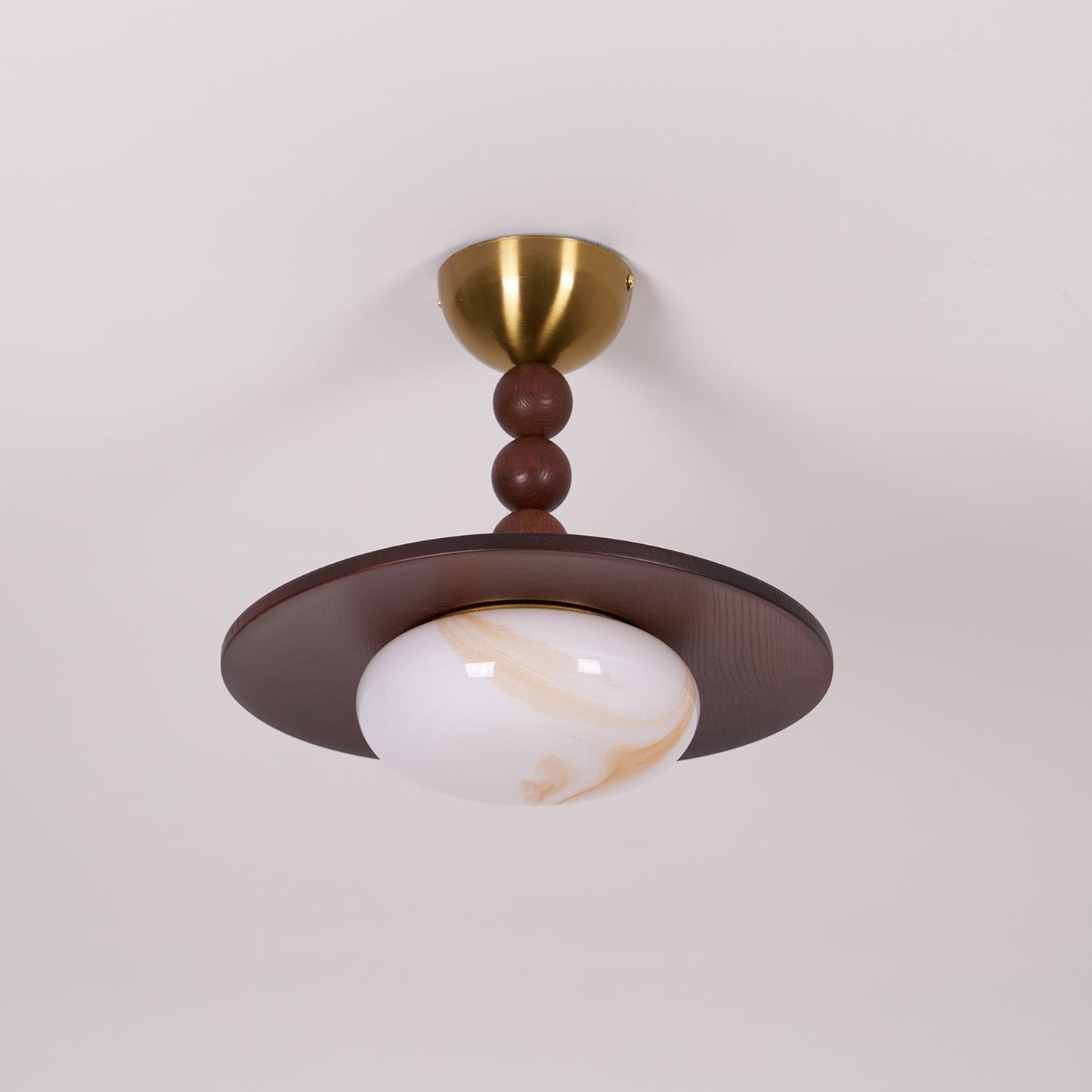 Yeste Plafonnier couleur noyer et imitation albâtre blanche