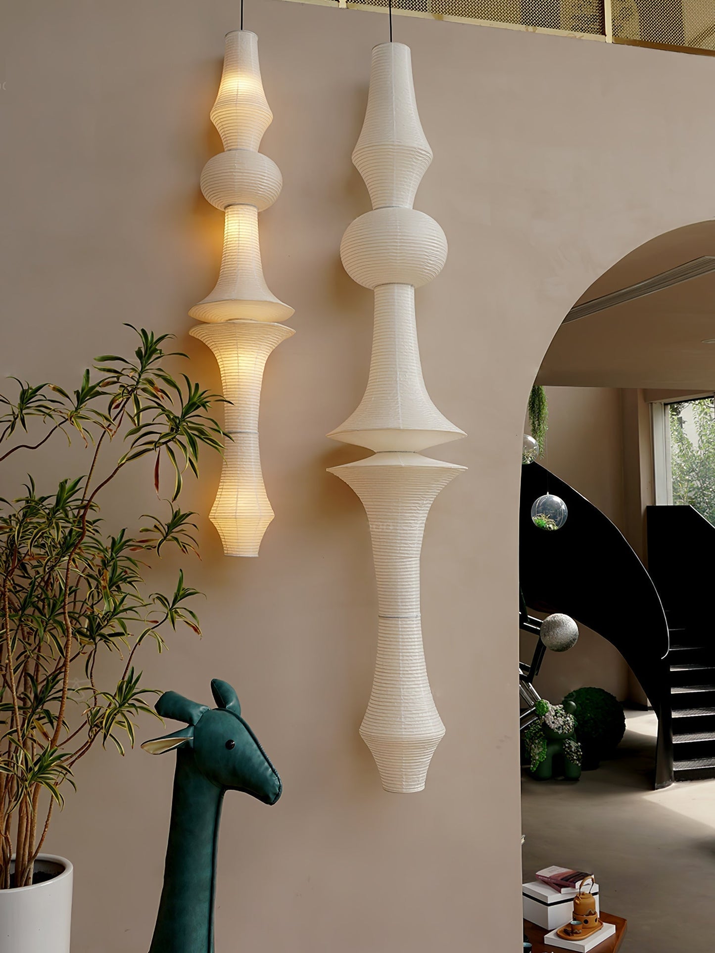 Lustra Suspension Luminaire Papier Washi E pour Salon