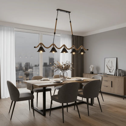 Bastien Suspension Industrielle Vague en Corde de Chanvre - Nüma Lighting