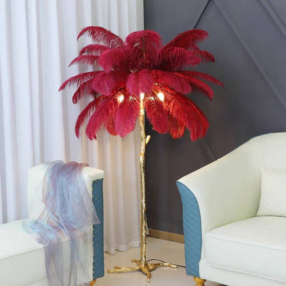 Lampadaire Fleur Luxe Plume/Métal Coloré Salon