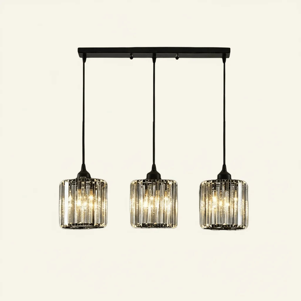 Enzo Suspension Ronde/Carré Nordique. Métal/Verre. Noir/Or. Salon/Bar - Nüma Lighting