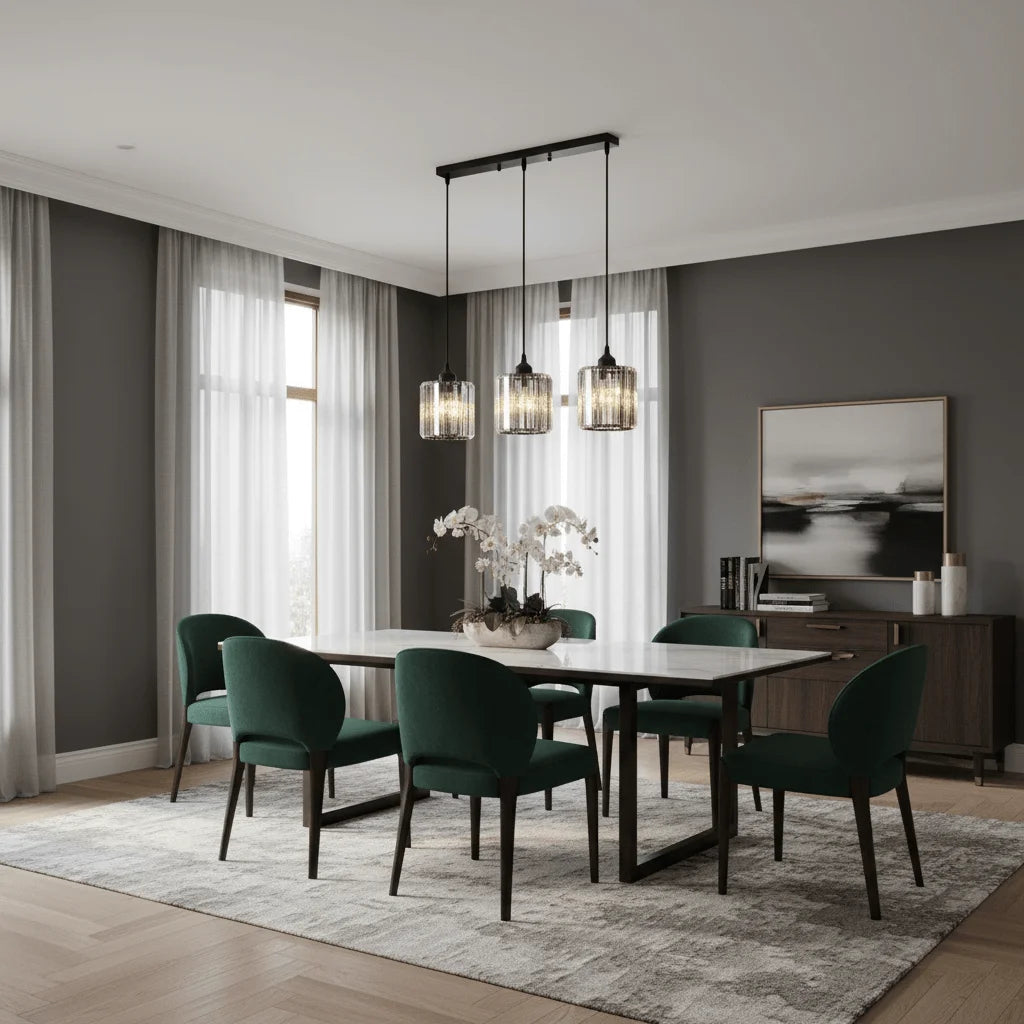 Enzo Suspension Ronde/Carré Nordique. Métal/Verre. Noir/Or. Salon/Bar - Nüma Lighting