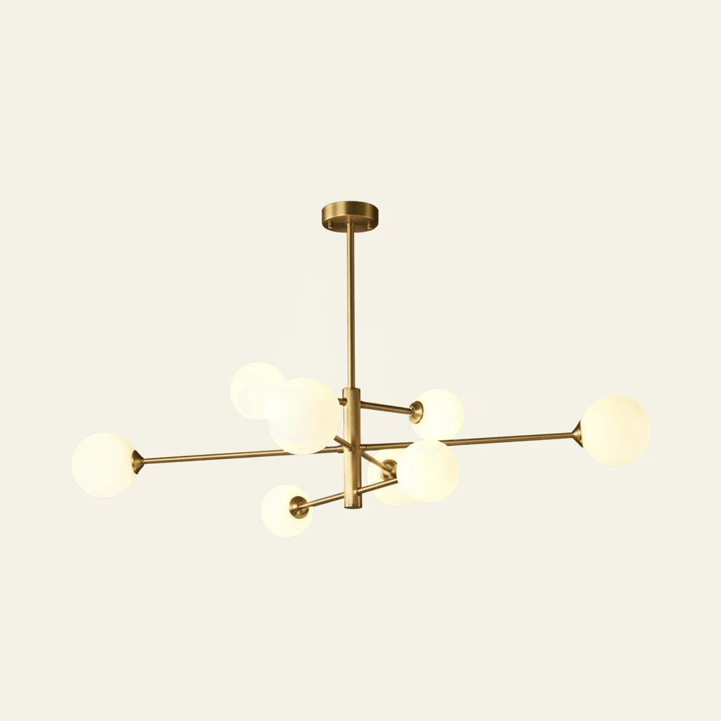 Jérémie Lustre Bulle Moderne. Cuivre/Verre. Noir/Cuivre. Salon - Nüma Lighting