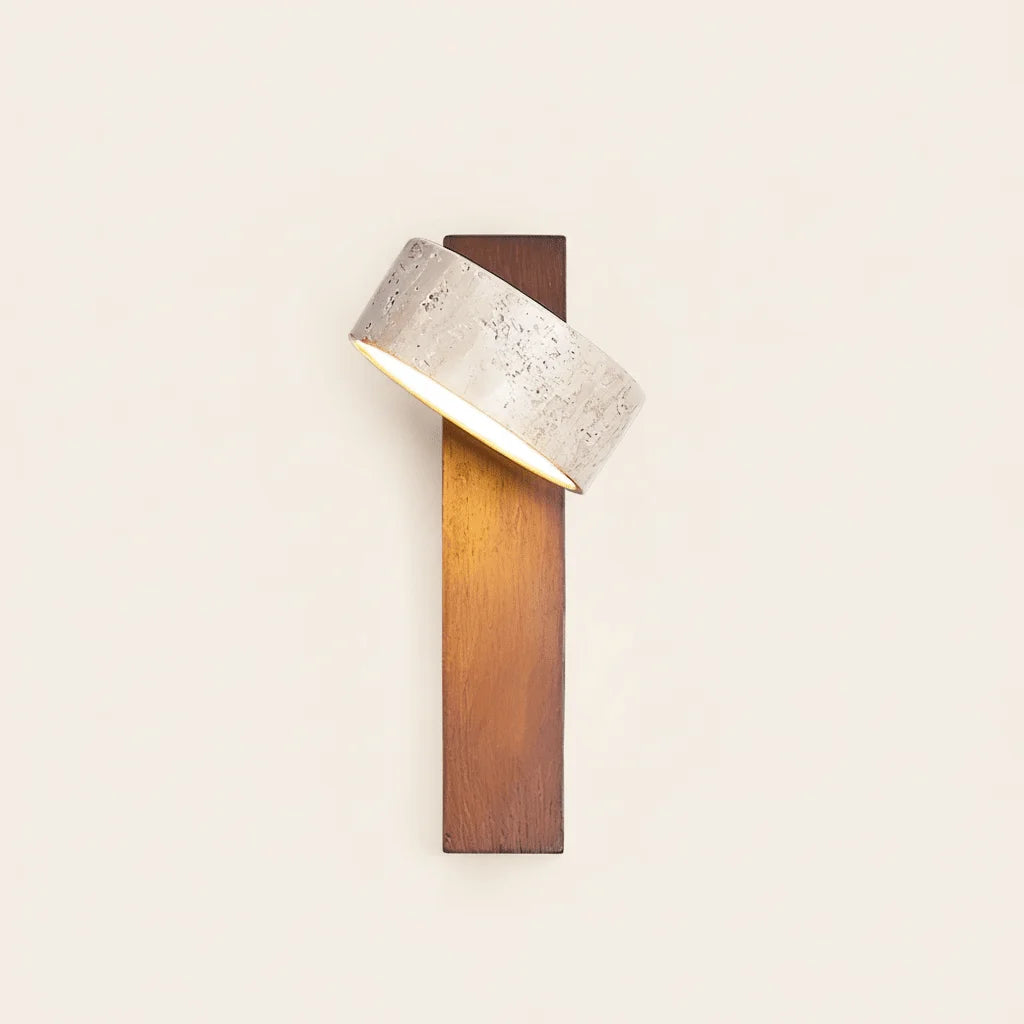 Kaito Applique Murale en Travertin & Bois - Nüma Lighting