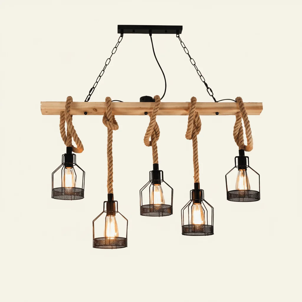 Mateo Lustre Industriel en Corde de Chanvre Style Grenade - Nüma Lighting