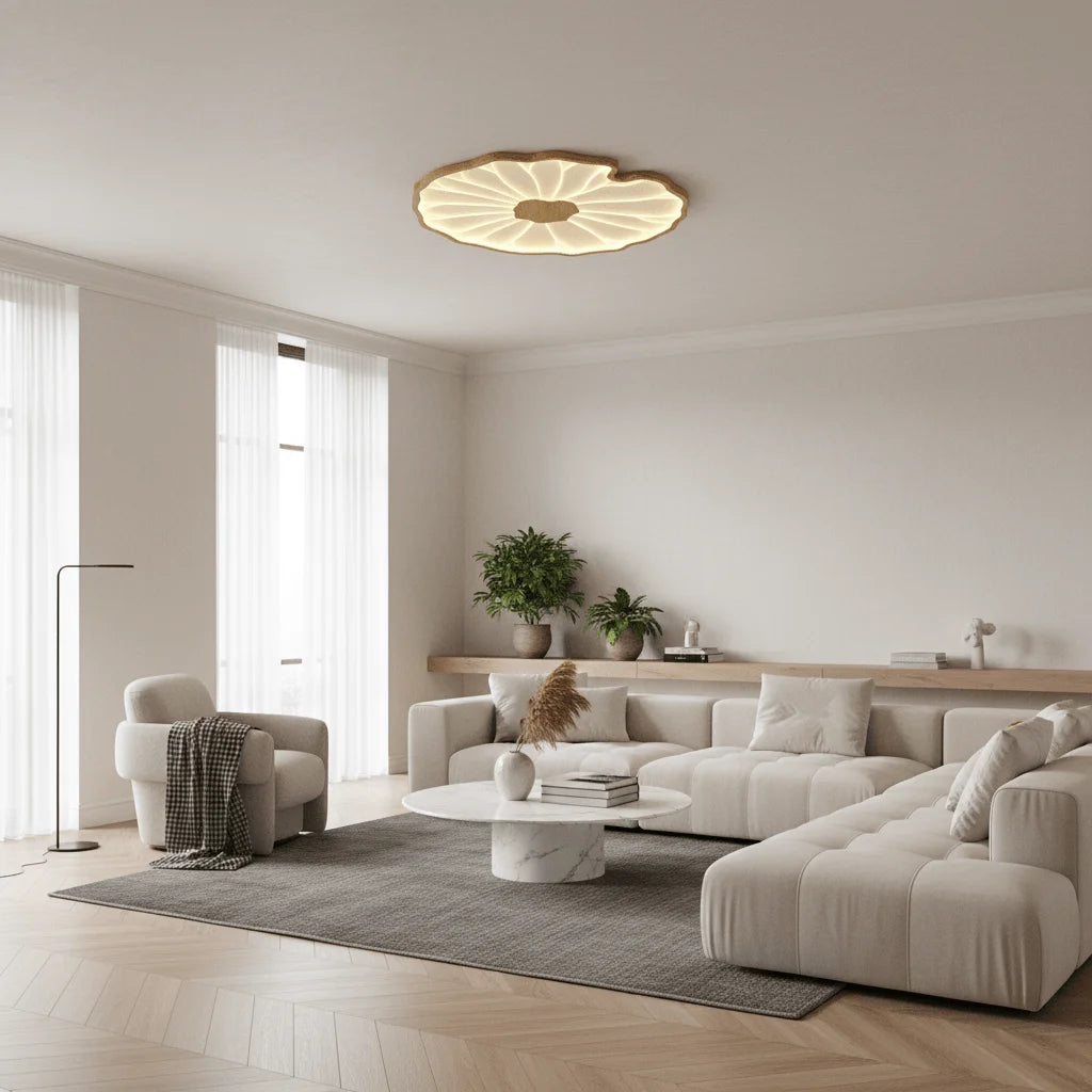 Mateo Plafonnier Feuille de Lotus avec Finition Bois - Nüma Lighting