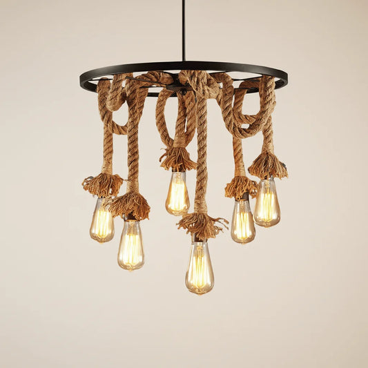 Yannick Lustre Corde de Chanvre Industriel Six Têtes - Nüma Lighting